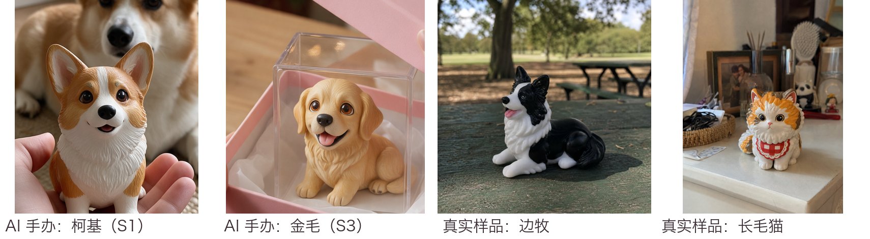 AI 手办与真实样品并排对照